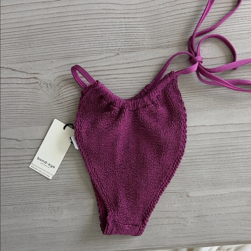 bond-eye Magenta Smocked Triangle Bikini Set - Picture 2 of 3